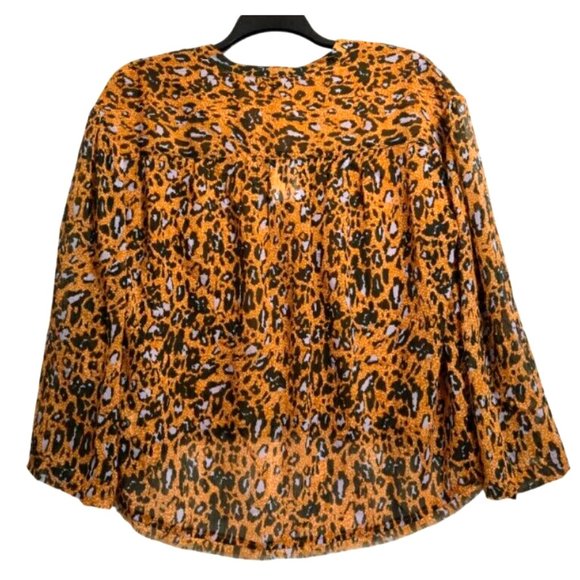 Jessica Simpson Women Cathay Spice Animal Print Split Neck Blouse Top (S) NWT - Picture 3 of 11